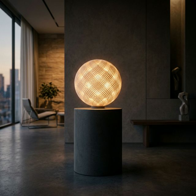 Futuristic 3D-printed orb lamp